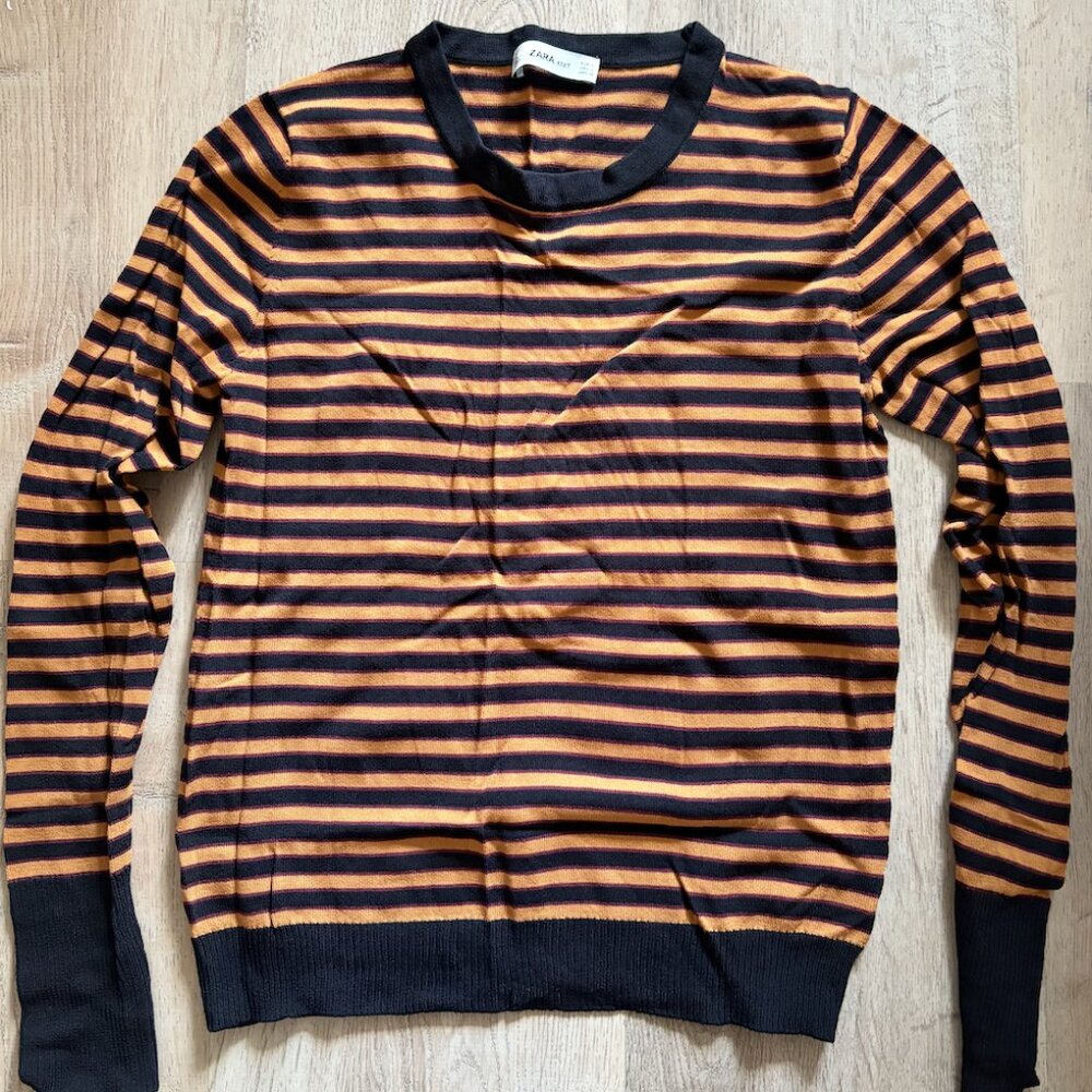 Multi-color Stripe Zara Knit Long Sleeve Shirt, Size M